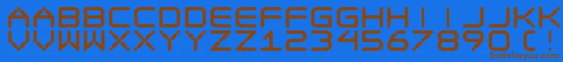 フォントEgo Trip Fat – 茶色の文字が青い背景にあります。