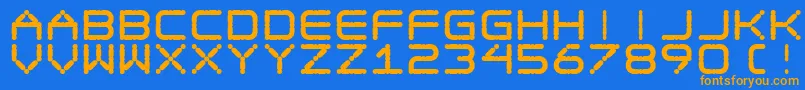 Saiba mais sobre a fonte Ego Trip Fat Fonte Ego Trip Fat – fontes laranjas em um fundo azul