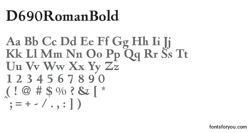 Czcionka D690RomanBold – alfabet, cyfry, specjalne znaki