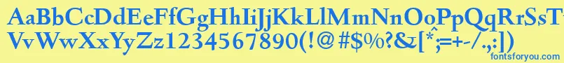 フォントD690RomanBold – 青い文字が黄色の背景にあります。