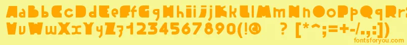 フォントSkullFont – オレンジの文字が黄色の背景にあります。