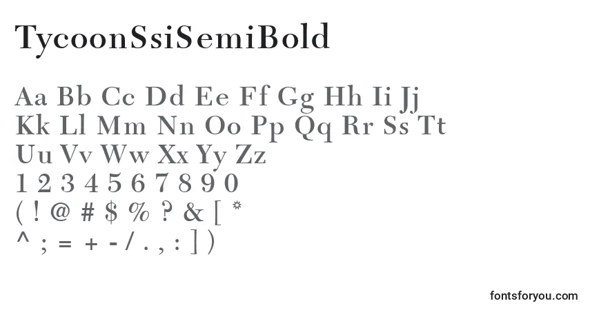 A fonte TycoonSsiSemiBold – alfabeto, números, caracteres especiais