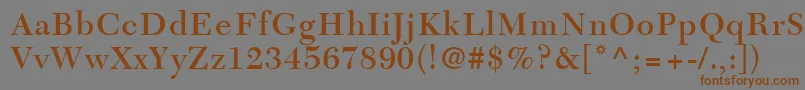 フォントTycoonSsiSemiBold – 茶色の文字が灰色の背景にあります。