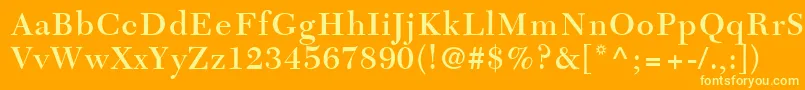 TycoonSsiSemiBold-Schriftart – Gelbe Schriften auf orangefarbenem Hintergrund