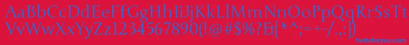 JungeRegular-Schriftart – Blaue Schriften auf rotem Hintergrund