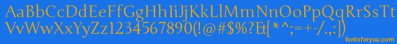 JungeRegular Font – Orange Fonts on Blue Background