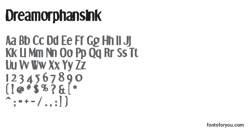Schriftart Dreamorphansink – Alphabet, Zahlen, spezielle Symbole