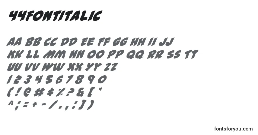 Schriftart 44FontItalic – Alphabet, Zahlen, spezielle Symbole