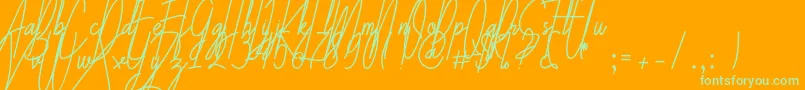 Galliyani-Schriftart – Grüne Schriften auf orangefarbenem Hintergrund