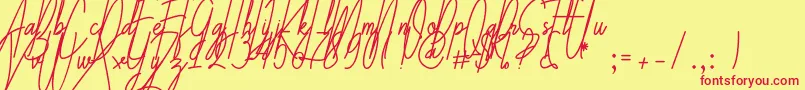 Galliyani-Schriftart – Rote Schriften auf gelbem Hintergrund