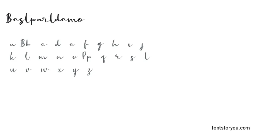 Czcionka Bestpartdemo – alfabet, cyfry, specjalne znaki