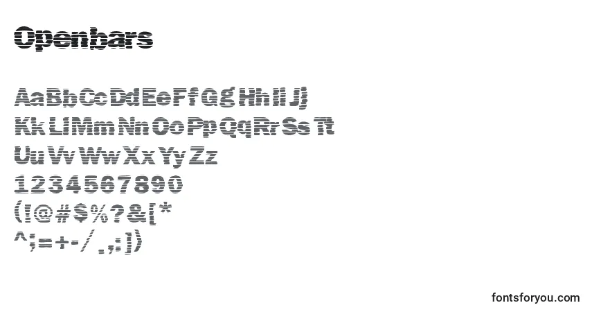 Openbars Font – alphabet, numbers, special characters