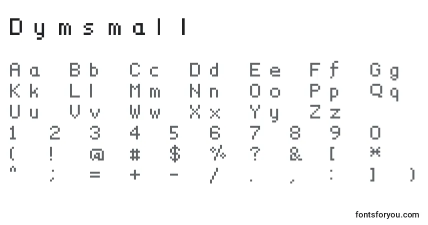 Czcionka Dymsmall – alfabet, cyfry, specjalne znaki