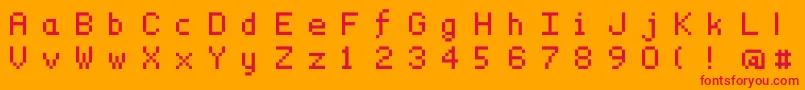 フォントDymsmall – オレンジの背景に赤い文字