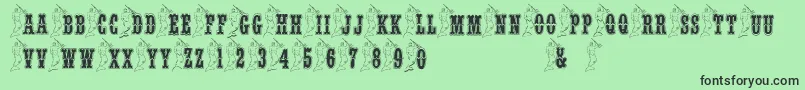 フォントBjfMerman – 緑の背景に黒い文字