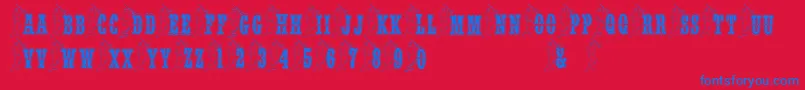 BjfMerman Font – Blue Fonts on Red Background