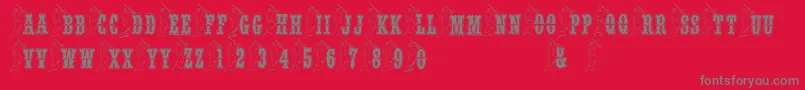 BjfMerman-fontti – harmaat kirjasimet punaisella taustalla