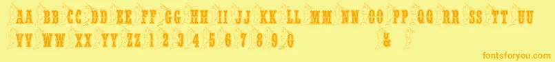 BjfMerman-Schriftart – Orangefarbene Schriften auf gelbem Hintergrund