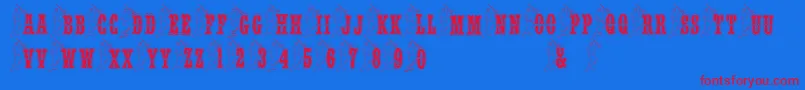 BjfMerman-Schriftart – Rote Schriften auf blauem Hintergrund