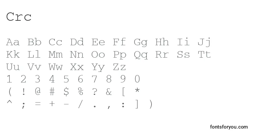 Fuente Crc - alfabeto, números, caracteres especiales
