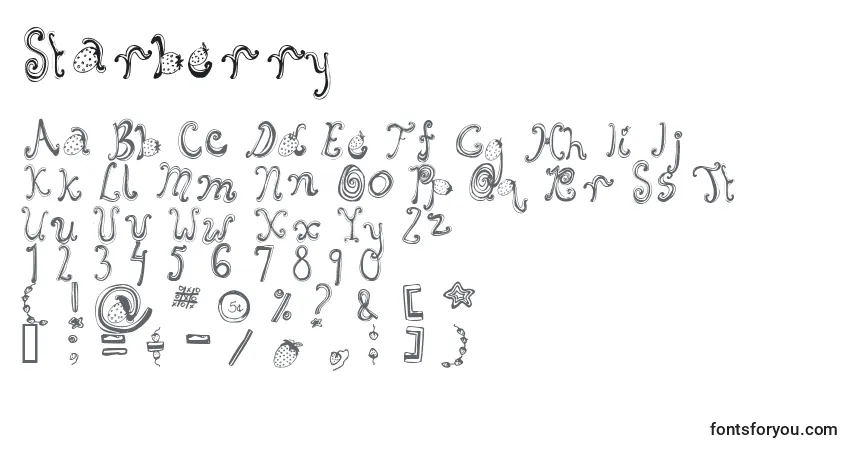 Czcionka Starberry – alfabet, cyfry, specjalne znaki