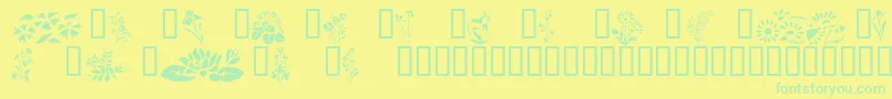 Czcionka Wildflowers2 – zielone czcionki na żółtym tle