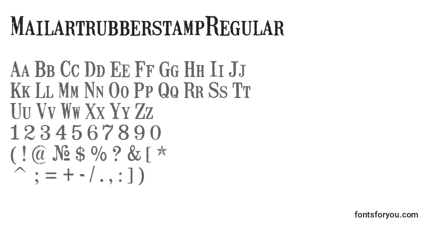 A fonte MailartrubberstampRegular – alfabeto, números, caracteres especiais