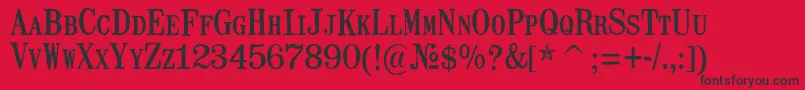 フォントMailartrubberstampRegular – 赤い背景に黒い文字