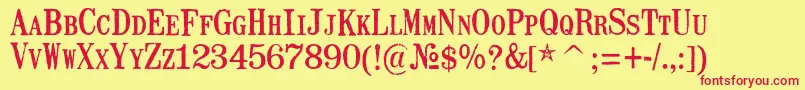 MailartrubberstampRegular Font – Red Fonts on Yellow Background