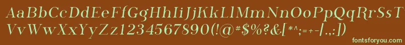 フォントPhosphorus – 緑色の文字が茶色の背景にあります。