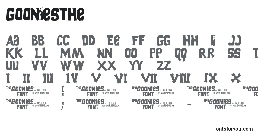 Schriftart GooniesThe – Alphabet, Zahlen, spezielle Symbole