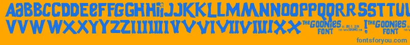 GooniesThe Font – Blue Fonts on Orange Background