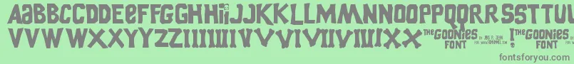 GooniesThe Font – Gray Fonts on Green Background