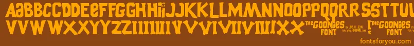 GooniesThe Font – Orange Fonts on Brown Background