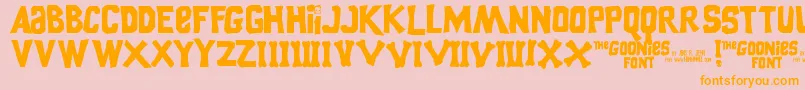 GooniesThe Font – Orange Fonts on Pink Background