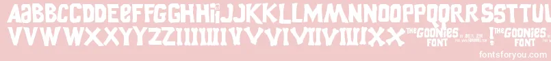 GooniesThe Font – White Fonts on Pink Background