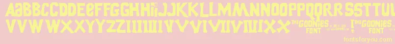 GooniesThe Font – Yellow Fonts on Pink Background