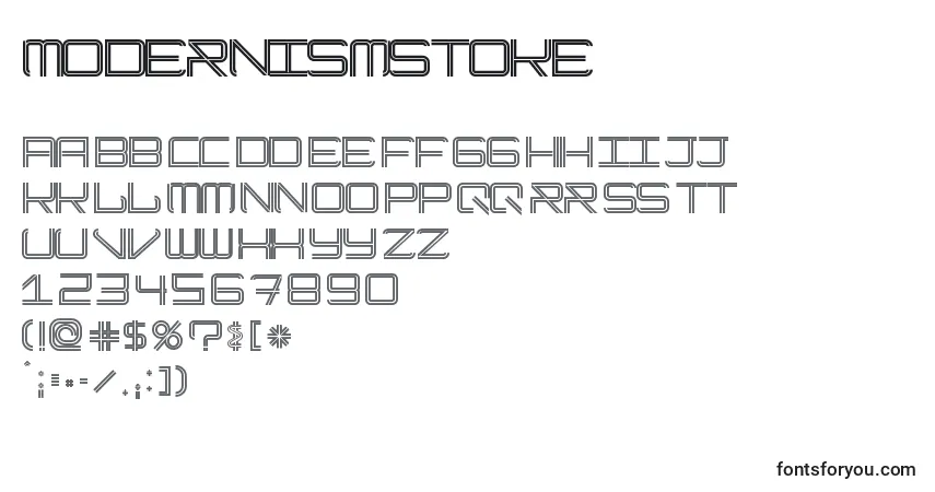 Czcionka ModernismStoke – alfabet, cyfry, specjalne znaki