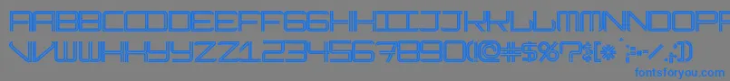 ModernismStoke-Schriftart – Blaue Schriften auf grauem Hintergrund