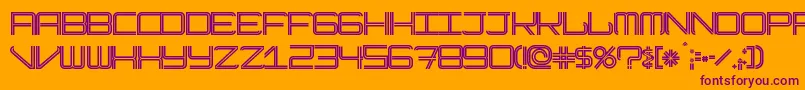 ModernismStoke-Schriftart – Violette Schriften auf orangefarbenem Hintergrund