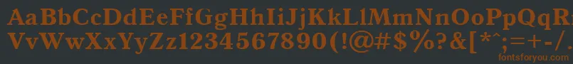 Antiqua105b-fontti – ruskeat fontit mustalla taustalla