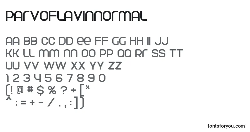 Police ParvoflavinNormal - Alphabet, Chiffres, Caractères Spéciaux
