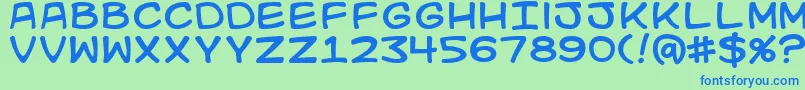 Kid Font – Blue Fonts on Green Background