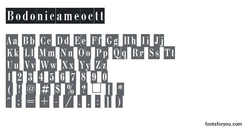 A fonte Bodonicameoctt – alfabeto, números, caracteres especiais