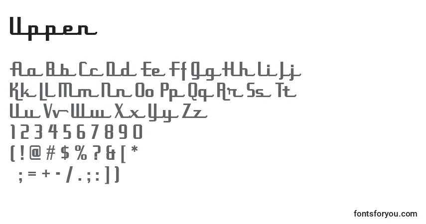 Schriftart Uppen – Alphabet, Zahlen, spezielle Symbole