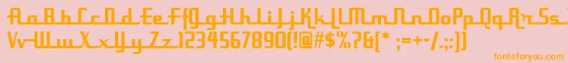 フォントUppen – オレンジの文字がピンクの背景にあります。