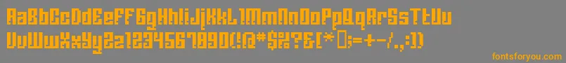 フォントBmCorrodeA13 – オレンジの文字は灰色の背景にあります。