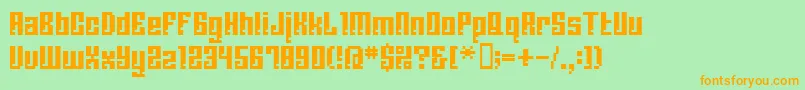BmCorrodeA13-Schriftart – Orangefarbene Schriften auf grünem Hintergrund