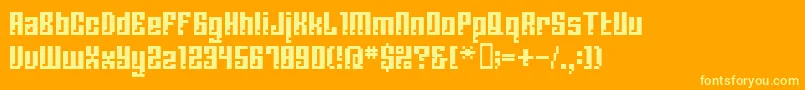 BmCorrodeA13-Schriftart – Gelbe Schriften auf orangefarbenem Hintergrund