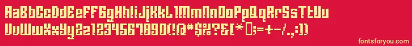BmCorrodeA13-fontti – keltaiset fontit punaisella taustalla